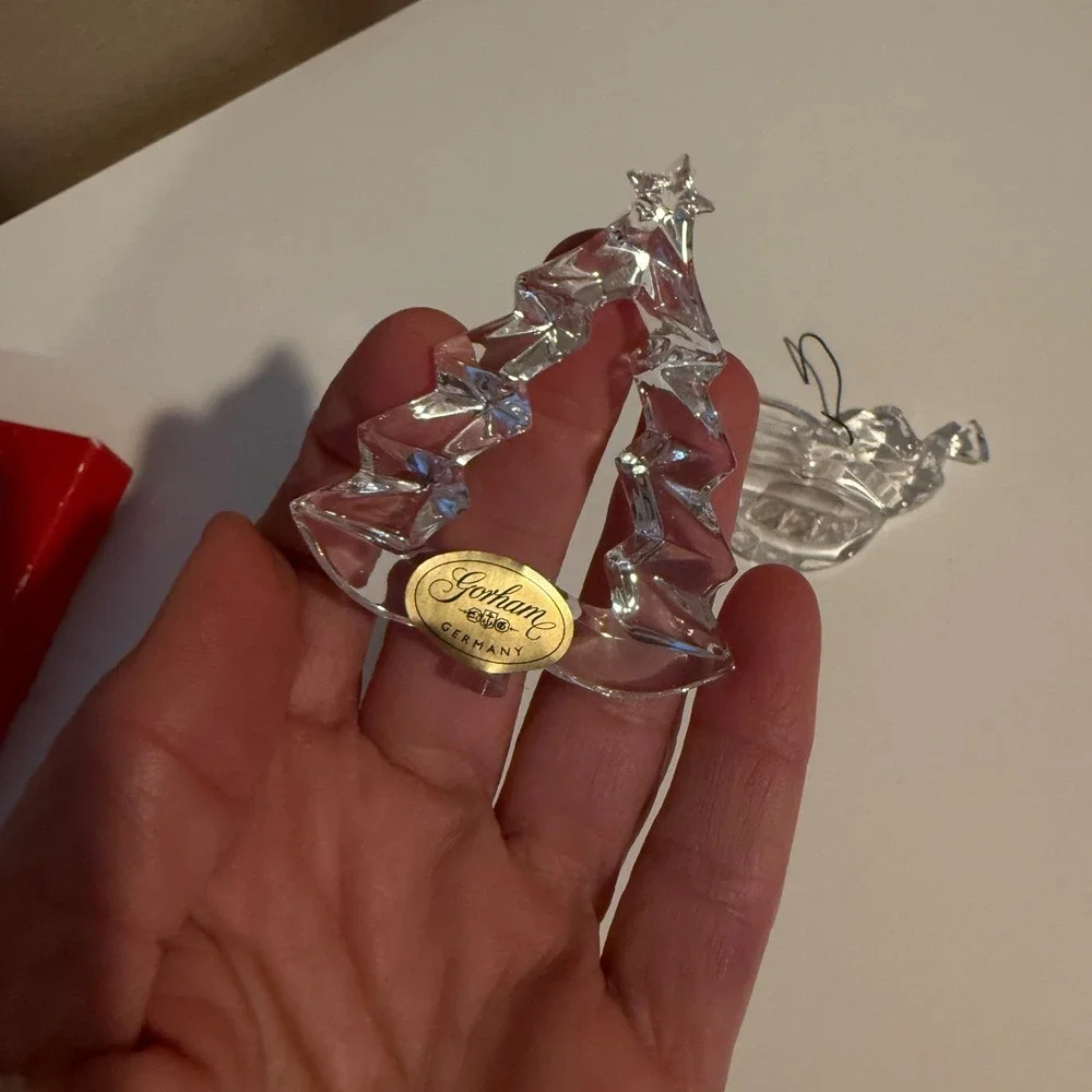 Gorham Crystal Christmas Ornaments‎ Set of 3 Rocking Horse Tree Angel Germany